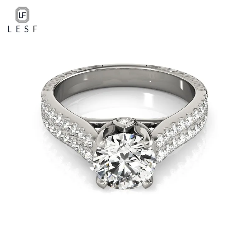 

LESF Luxurious Wedding Accessories Round Cubic Zirconia 925 Sterling Silver Rings Square For Women Include transportation
