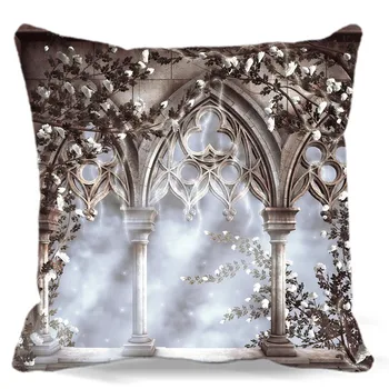 

The old castle Grow beautiful flowers of Square soft Cushion Cover For Sofa Bed car home Decorative