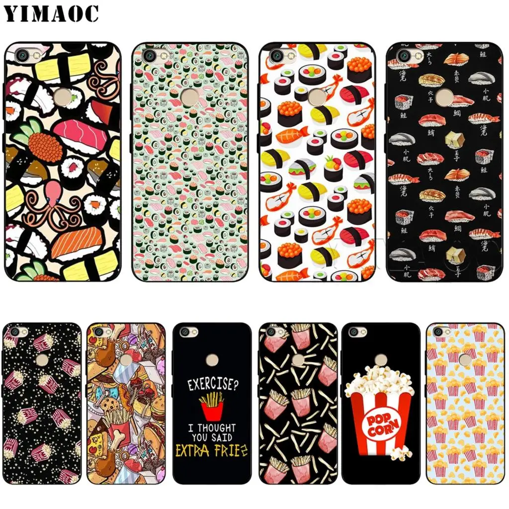 

YIMAOC Popcorn Sushi French Fries Soft TPU Case for Xiaomi Redmi mi Note MAX 3 6 6A 7 mi6 8 9 se a1 a2 Pro Lite go pocophone f1