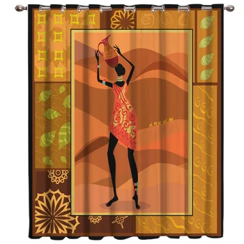 

African Women Room Curtains Large Window Curtain Lights Bathroom Curtains Kitchen Fabric Floral Kids Curtain Panels