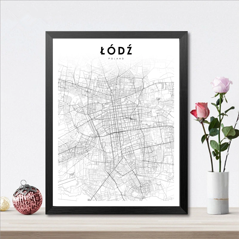 Łódź Polska Warsaw City Street Road Map