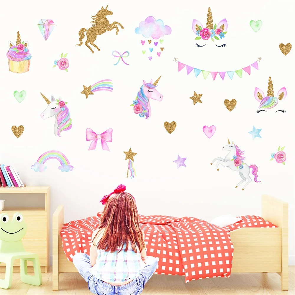 Cartoon Cute Animal Unicorns Wall Stickers Girls Bedroom Rainbow Wall Decal DIY Nursery Home Decor Sticker Dropshipping Cartoon Cute Animal Unicorns Wall Stickers Girls Bedroom Rainbow Wall Decal DIY Nursery Home Decor Sticker Dropshipping