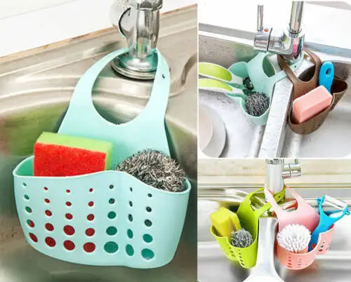 

New Sponge Holder Sink Caddy Soap Holder For Kitchen Plastic Storage Baskets
