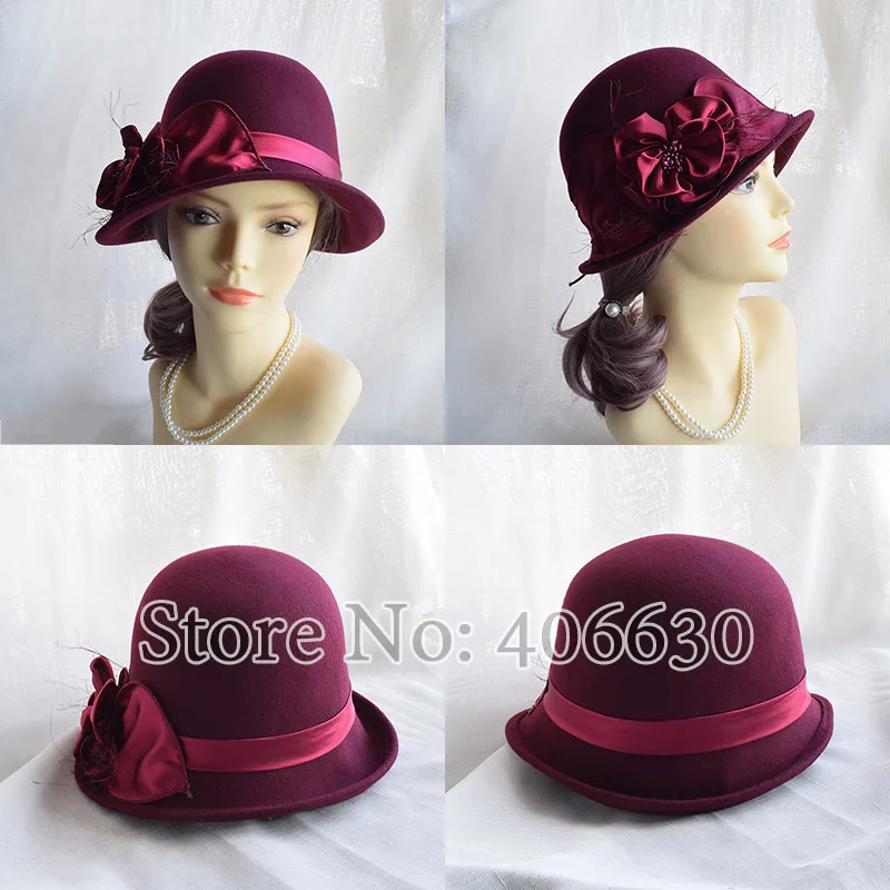 Новые цветочные шерстяные фетровые шляпы для женщин Chapeu платье Fedoras Cloche шляпы женские SDDW041