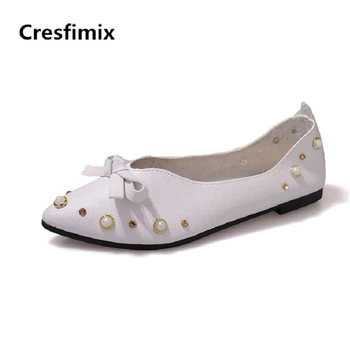 

Cresfimix women cute spring and summer slip on flat shoes lady pu leather green flats zapatos de mujer female leisure shoes