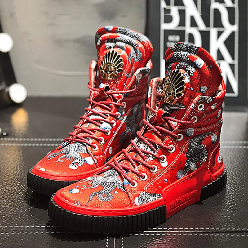 

2019 Botas Punk Hombre Winter Warm Red Mens Boots Fashion Men Ankle Boots 5#15/25E50