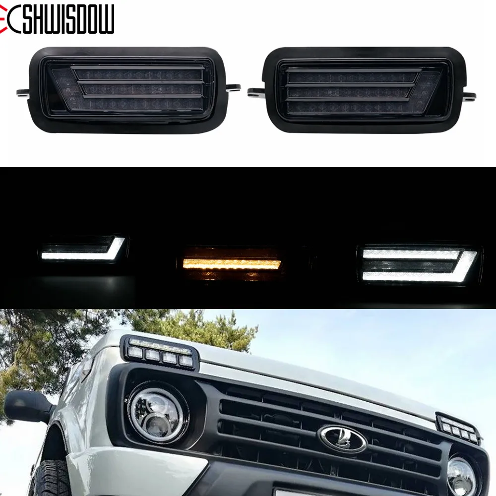 

For Lada Niva 4X4 1995 LED DRL Lights With Running Turn Signal Function Accessories Car Styling Turning Lamp