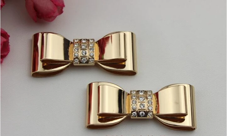 Metal hardware diamond bow shoes flower shoe buckle shoes