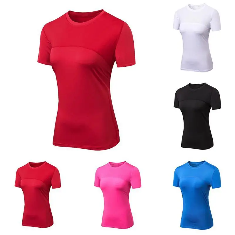 

Summer sports running t-shirt ladies gym fitness short-sleeved quick-drying Breathable stitching net short sleeve