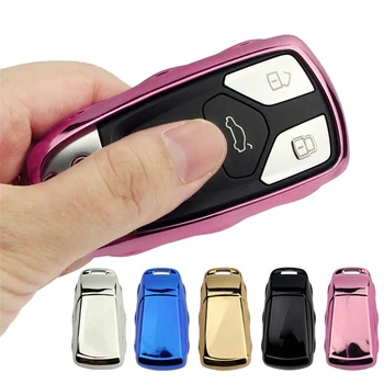 

New! 5 Colors TPU Car Key Shell Cover For Audi A4 A4L Q5 Q7 TT TTS 2017 A6 C6 C5 A4 B6 B7 B9 A5 Remote Key Case Holder