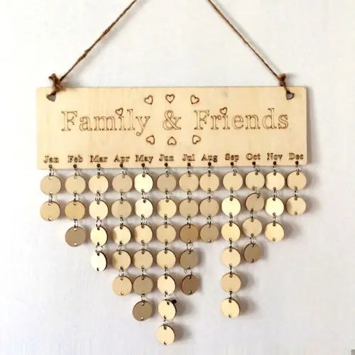 

Stylish Wood Birthday Reminder Board Sign House Decoration DIY Hanging Family & Friends Calendar