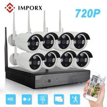 Kit NVR 8CH 7200 P HD Sem Fio Plug and Play P2P 720 P 1MP Interior Ao Ar Livre Visão Nocturna do IR CCTV Sistema De Câmera de Segurança WI-FI