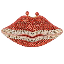 Frauen Kupplungen Handtasche Roten Lippen Luxus Kristall Diamant Frauen Handtasche Dame-parteihandtasche diamante Abendtasche SC501