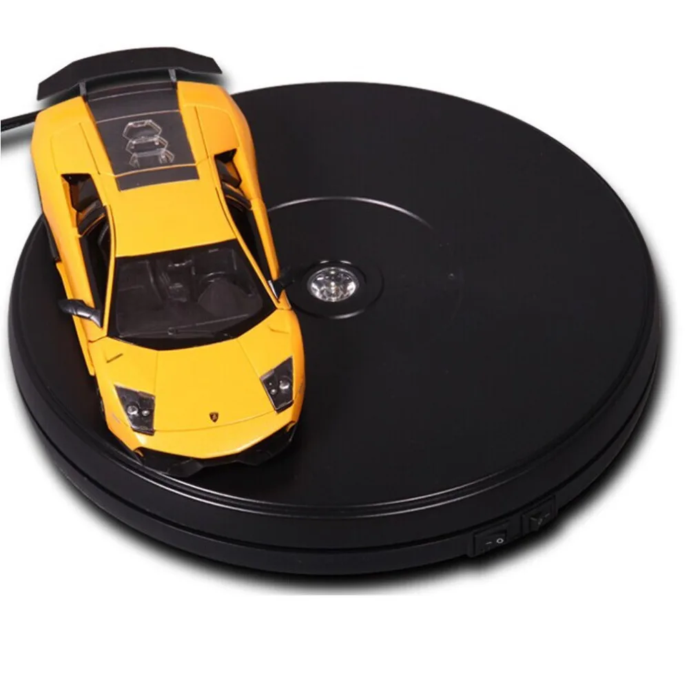 25cm Diameter Black Heavy Duty Rotating Display Stand Rotary Turntable with LED Light (10KG Centric Loading Capacity)