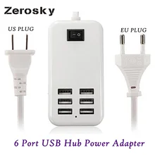 Zerosky EU US Plug домашнее зарядное устройство для путешествий настенный адаптер питания 6 портов USB розетка концентратор+ 1 переключатель для iPhone/samsung/htc/LG/iPod