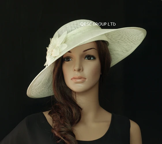 New Cream Ivory Large Sinamay Hat Fascinator Saucer New Cream Ivory Large Sinamay Hat Fascinator Saucer With Flower For Kentucky Derby Melbourne Cup Length 45cm In Hair Accessories From