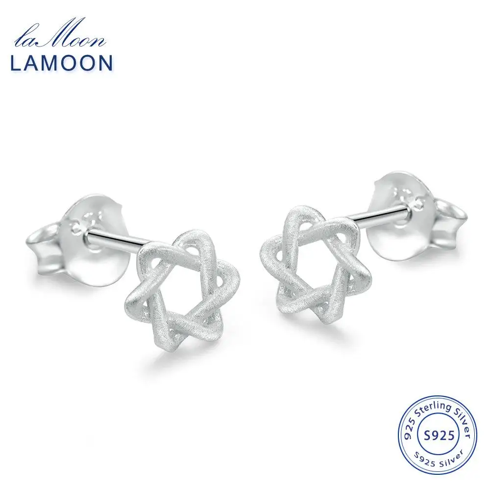 

LAMOON 2017 New Little Hexagram Stars 100% 925-Sterling-Silver Earrings Fine Jewelry/Jewellery For Women Girl Gift LMEY255