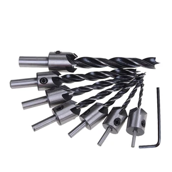 

7pcs 5 Flute Countersink Drills Bit HSS Drills Bit Reamer Set For Woodworking Chamfer 3-10mm