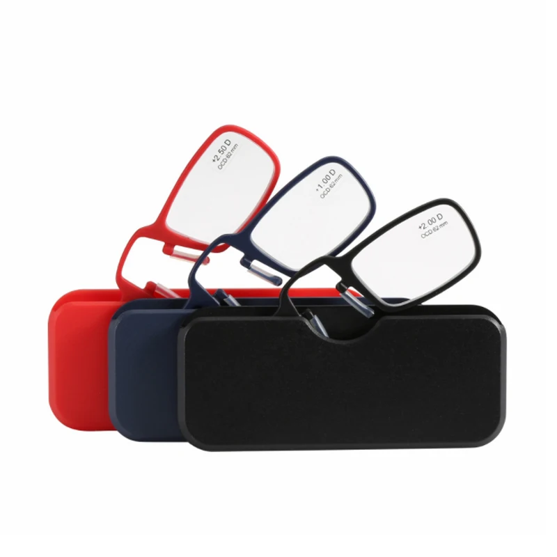 

TR90 clip nose reading glasses with case fashion convenient mini models Europe and the United States reading glasses with box