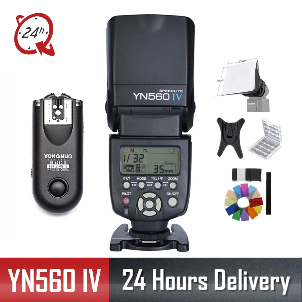 Горячая светодиодная лампа для видеосъемки Yongnuo YN560IV YN560 IV YN 560 Вспышка Speedlite для Canon Nikon Olympus Pentax с Светодиодная лампа для видеосъемки YongNuo RF603 II Беспроводной с триггером для вспышки