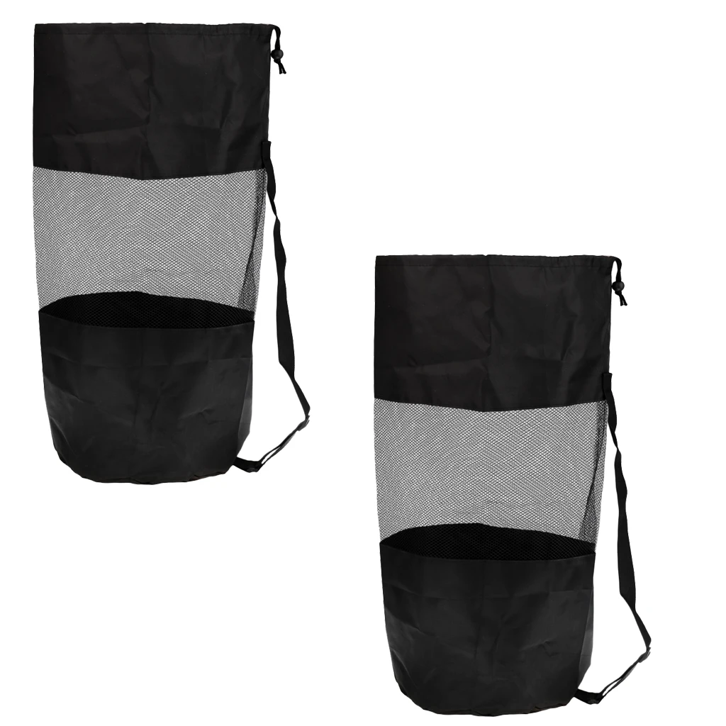 2Pcs Lightweight Scuba Dive Gear Diving Snorkelling Camp Canoe Kayak Bag Mesh Sling Travel Bag Large Black Mesh Drawsting Bag