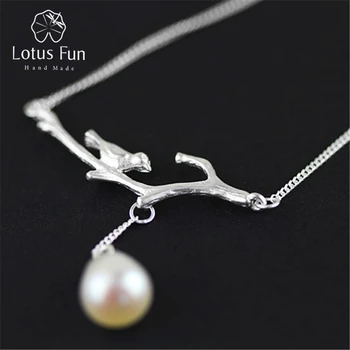 

Lotus Fun Real 925 Sterling Silver Natural Pearl Handmade Fine Jewelry Novelty Bird Necklace with Pendant for Women Collier