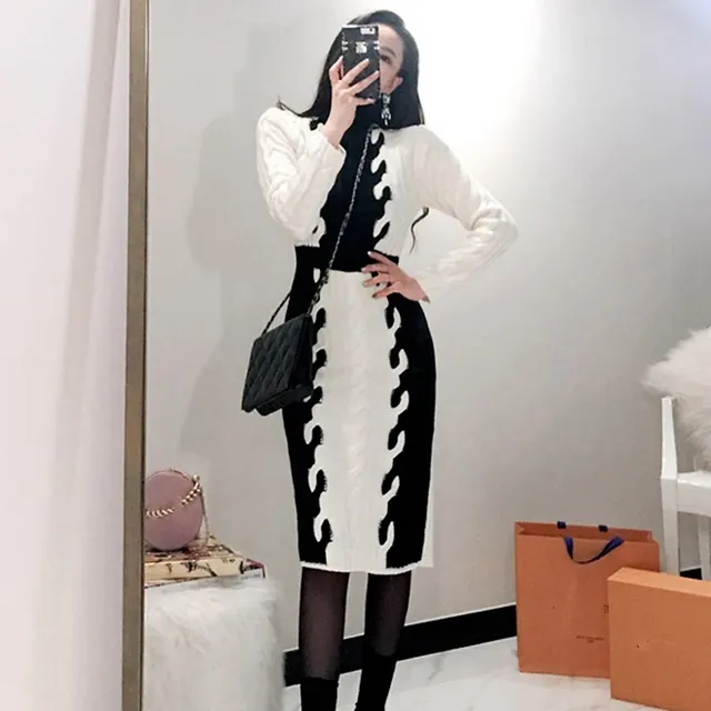 thick turtleneck sweater dress