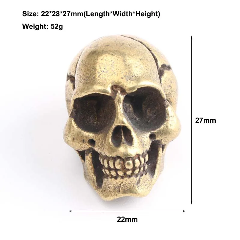 Латунная подвеска в виде головы черепа, брелок для ключей в стиле хип-хоп, подвеска из чистой меди, винтажная подвеска в стиле панк, автомобильные брелки, украшения