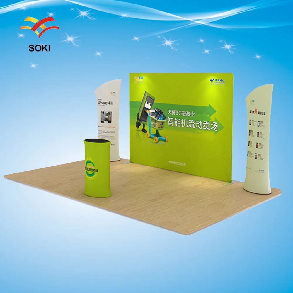 

Trade Show Display For Straight / Curved S shapes Exhibition Booth Tension Fabric Stand With Single Side Printing(only backwall)