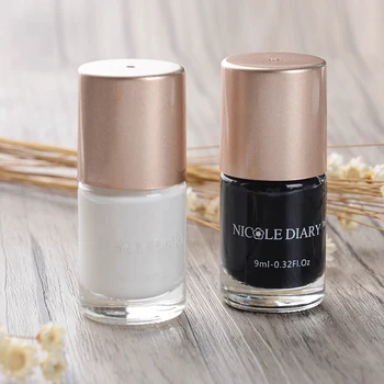 

NICOLE DIARY 2 Bottles 9ml Nail Art Stamping Polish Black and White Nail Art Varnish Polish for Beauty Nail Art Printing Polish