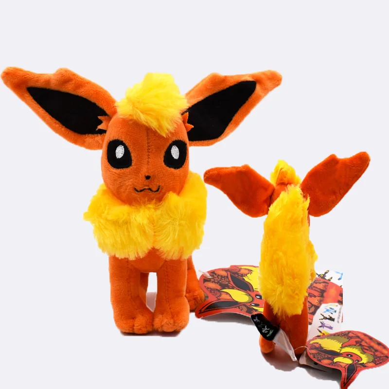 16~ 20 см EEVEE Espeon Peluche Umbreon Jolteon Glaceon Vaporeon Flareon Leafeon Мягкие плюшевые игрушки куклы - Цвет: Stand Flareon