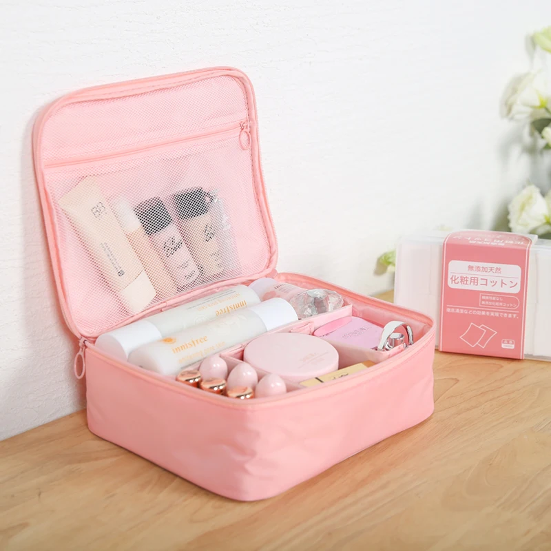 fashion nylon travel cosmetic bag separate make up case organizer pouch small portable casual