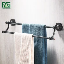 FLG Towel Bars 2 Rails Brass Wall Shelf Towel Holder Bath Shelves Hangers Bathroom Accessories ORB Double Towel Racks bathroom shelves solid brass towel hanger 2 tier towel holder racks bath storage rail wall bathroom accessories towel bars 9118k