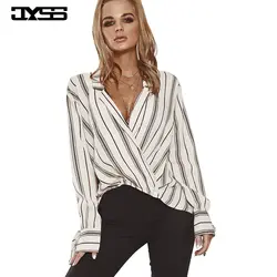 JYSS сексуальный v-образным вырезом, с длинными рукавами Блузка с Свободная блузка для бойфренда 81690
