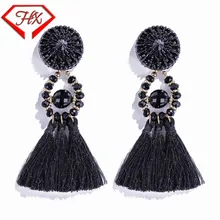 HX 2018 Brincos de las mujeres de la marca Boho gota pendientes con flecos Vintage étnicos pendientes de borla con enunciado joyas dijes de moda