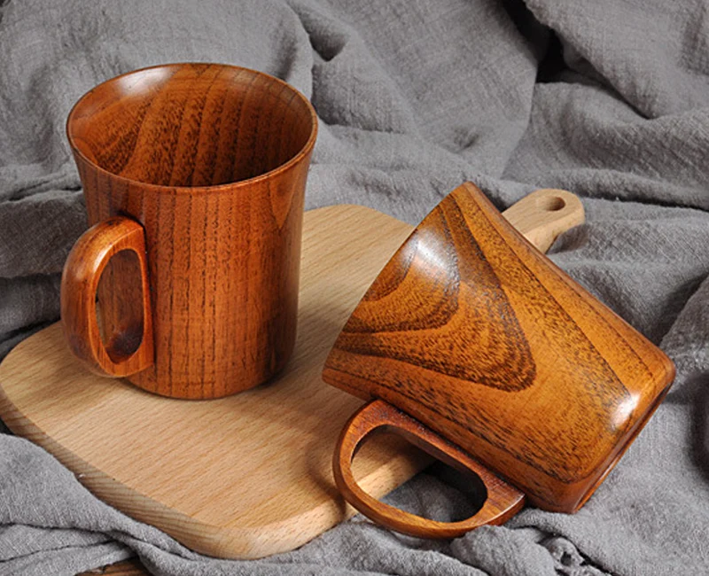 300ml Coffee Mug Natural Wood Coffee Tea Cup Large Wooden Cups Office Travel Beer Mug Gifts  (2)