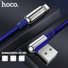HOCO USB Cable for Apple 2.4A Fast Charging Cable Zinc Alloy 90 Degree for Apple iPhone 8 7 6 5 X XS Max XR iPad Data Sync Wire