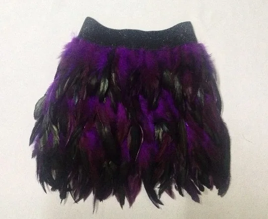 Женская мини-юбка с павлиньими перьями черного и фиолетового цвета для девочек, градиентная мини-юбка с эластичной резинкой на талии, костюм, юбки для девочек