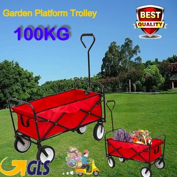 

Folding Hand Truck Trolley Barrow Cart Garden Platform Trolley Home Garden Tool Capacity 100kg
