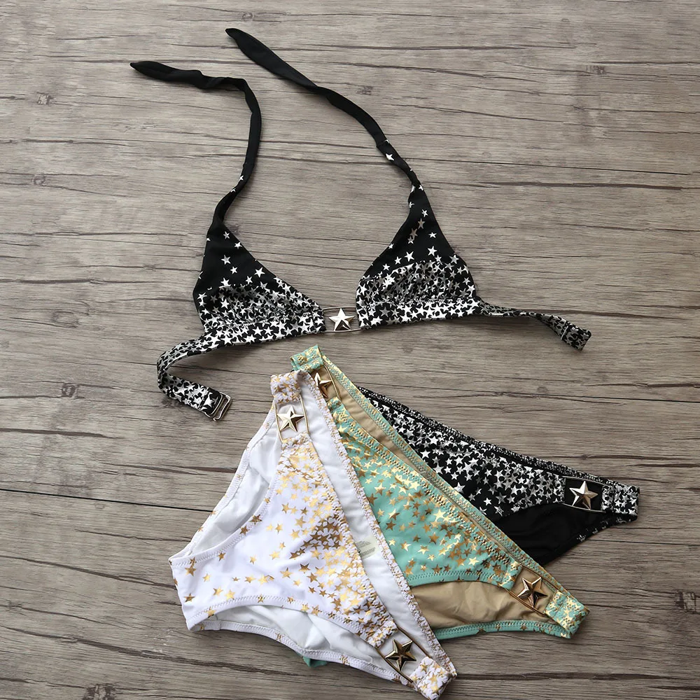 

MIX Bikini sets Women Swimwear brazilian Women Swimsuit Bikini Push Up Bathing suit biquini set Bronzing Printing Stars