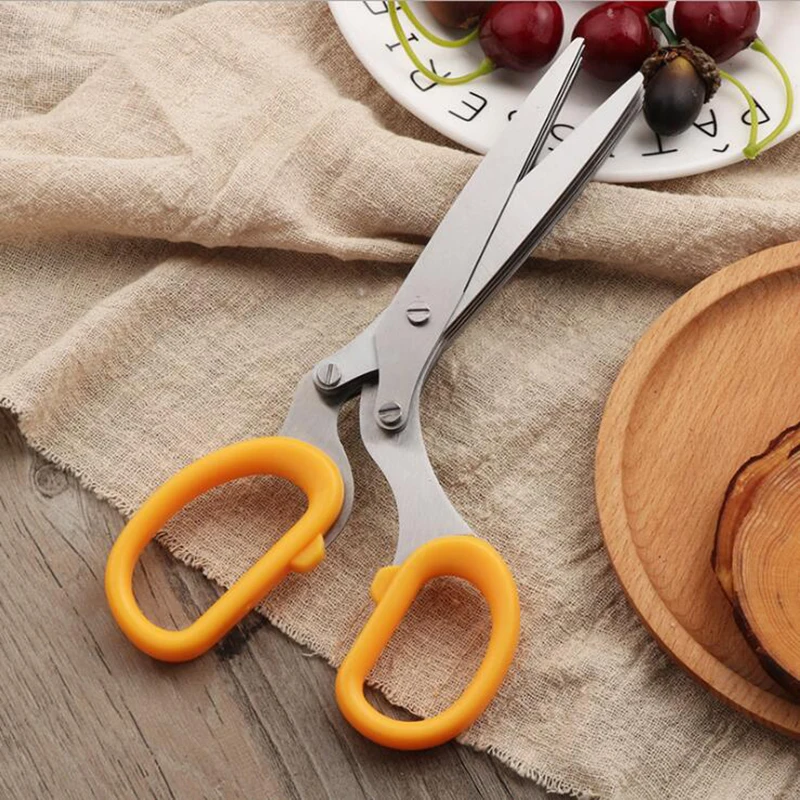 Многофункциональные кухонные Многослойные ножницы из нержавеющей стали, 5 слоев, измельченные чешуйчатые ножницы для специй, инструменты для приготовления пищи