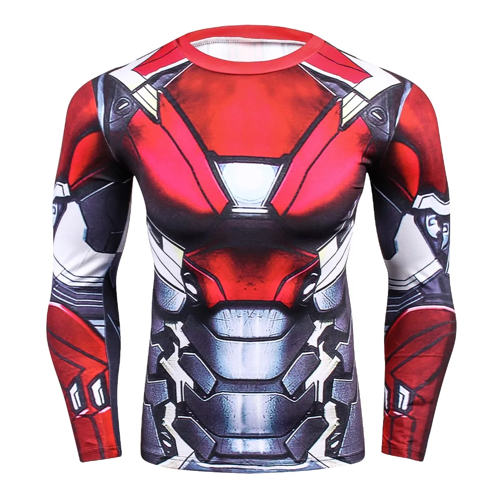

Compression Men's T Shirt Long Sleeve Fitness Top Ironman Male 3D Printed T-Shirt Superhero Tees Exercise Bodybuilding Tshirt