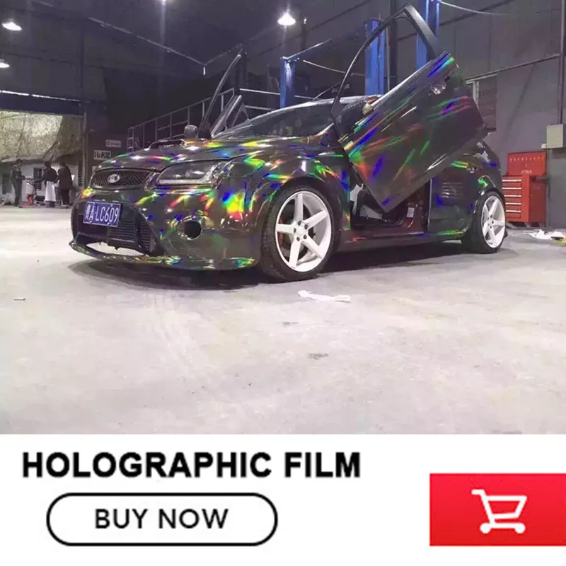 Серебряный Черный Голографическая Chrome винила Холо фильм Лазерная покрытие автомобиля Обёрточная бумага Стикеры лист с воздушный пузырь