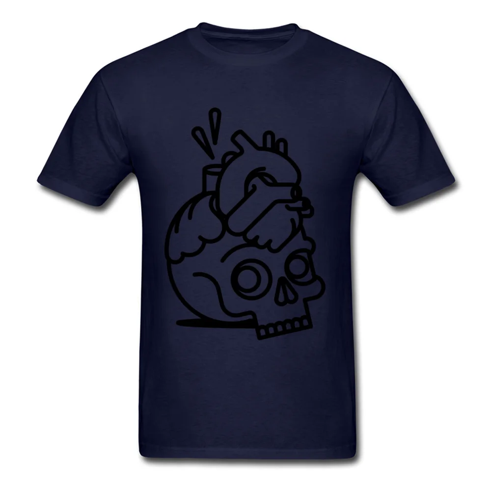 Skull Heart Men On Sale Group Tops T Shirt O Neck Lovers Day All Cotton T-shirts Casual Short Sleeve Sweatshirts Skull Heart navy