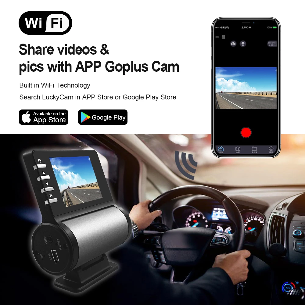 Wifi Автомобильный видеорегистратор Камера ночного видения с внешним GPS 2 &quotIPS