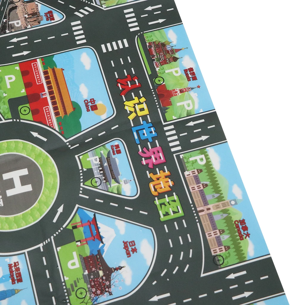 Traffic Road Play Mat Toy Car & Track Game World Map Carpet Rugs Educational Play Mats Set