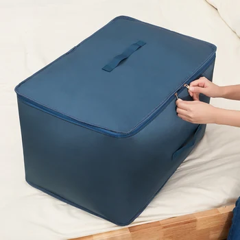 

4 Solid Color Storage Box Thick Oxford Closet Organizer Modern Home Organizer Bags For Quilt Clothing Beddings Large Capacity