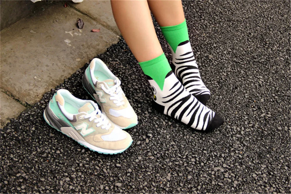 Женские носки, теплые, 5 пар/лот, Осень-зима, полосатые, теплые, для девушек и женщин, цветные, забавные, корейский стиль, Комплект носков