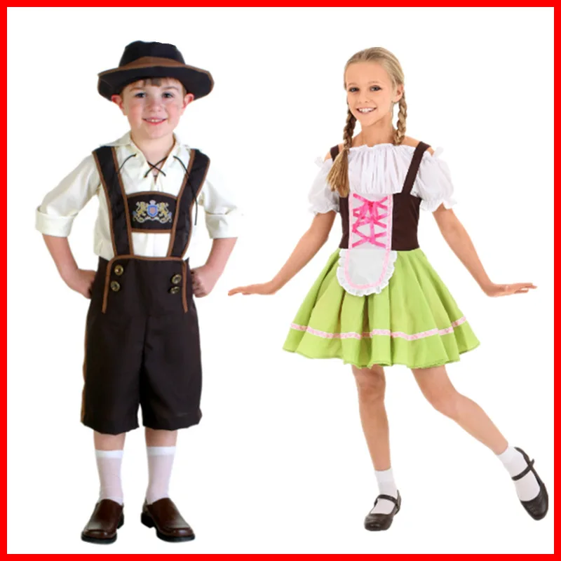 

Germany Beer Festival Waiter Cosplay Costumes Boys And Girls Oktoberfest Costumes Kids Children Role Play Belt Pants S-XL