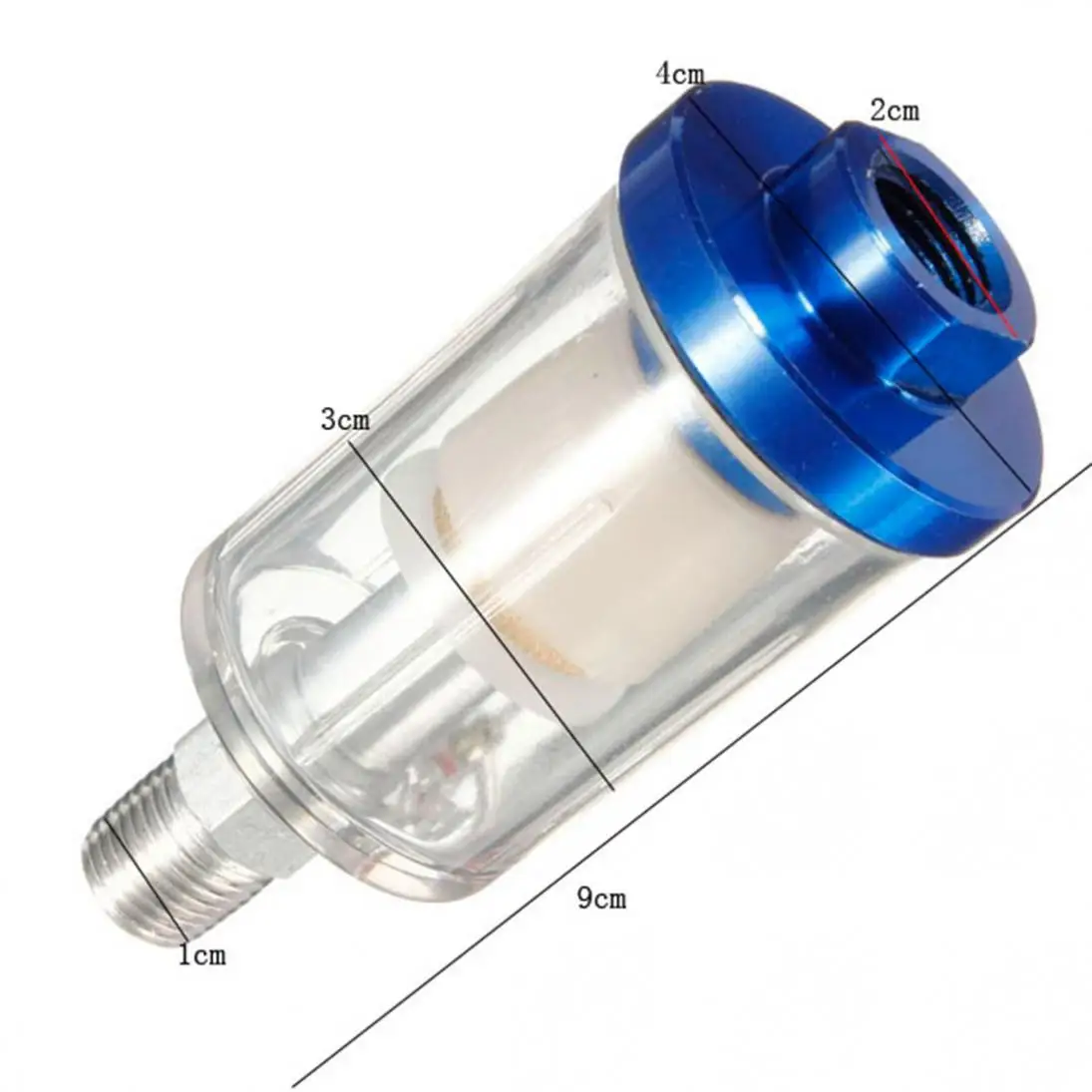 1/4Blue Pro Mini in Line Air Filter Moisture Water Trap for Paintwork